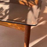 Scandinavian teak and smoked glass coffee table 1970