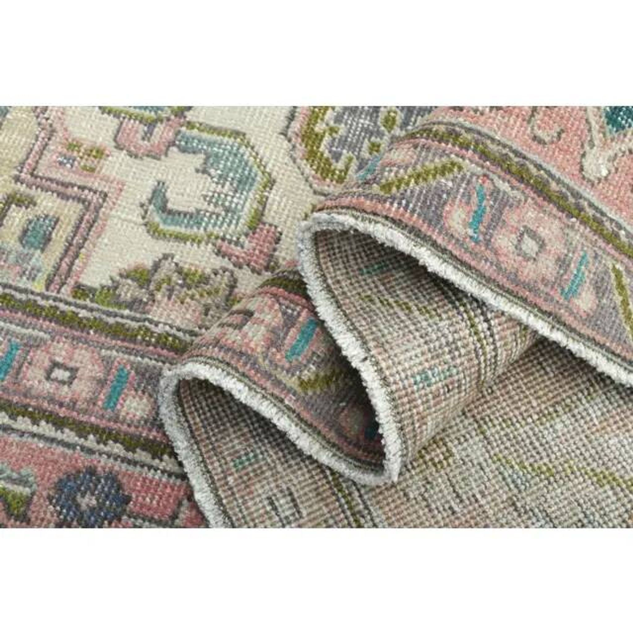 1970s Vintage Persian Handmade Wool Cotton Pink Oversized Rug 297x390