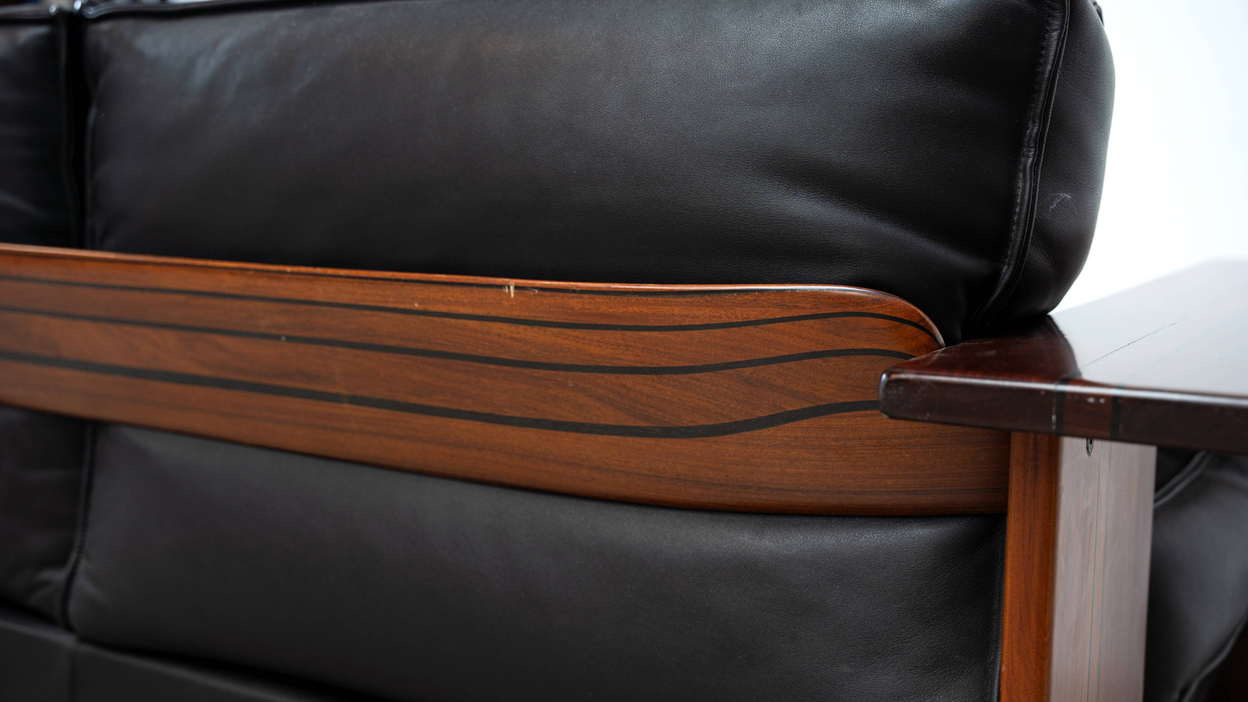 Rare rosewood 3-seater sofa by Afra e Tobia Scarpa for Maxalto