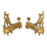 Paire de chenets en bronze doré de style louis xvi