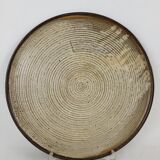 Puisaye stoneware pie dish signed Lacheny