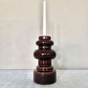 Vintage large 70's Steuler Ceramic Germany 288/25 Cari Zalloni Design Candle Holder dark brown