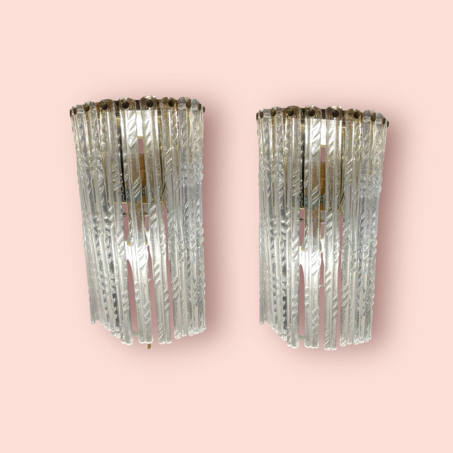 Large Murano Glass Brass Sconces