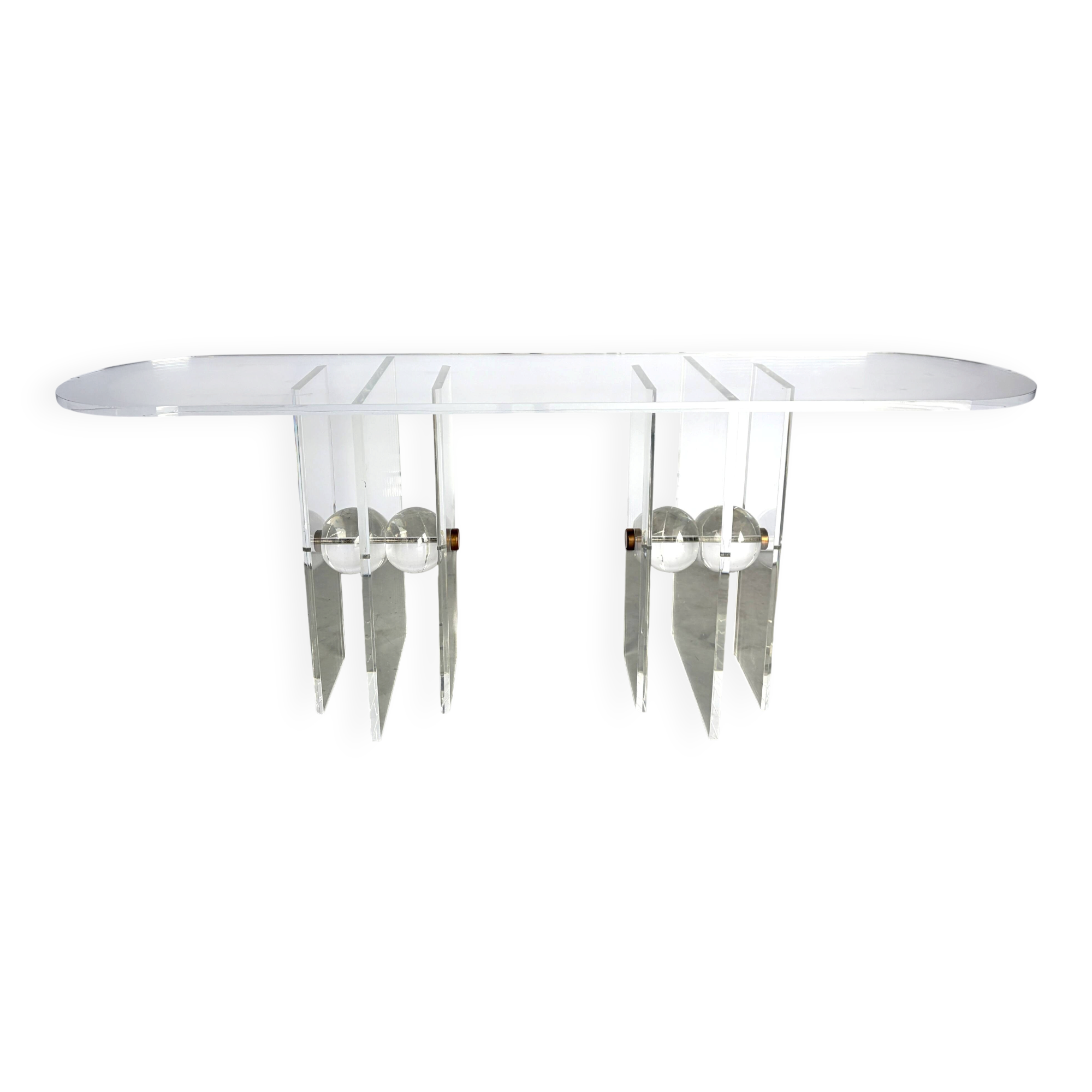 Table console en laiton et lucite, années 1970