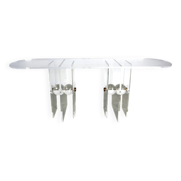 Brass and lucite console table, 1970s