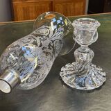 Baccarat crystal lantern with engraved foliage decoration.