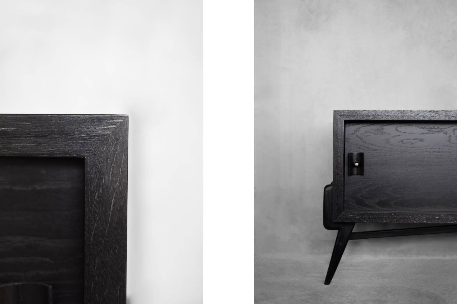 Mid-Century Scandinavian Modern Dark Oak Sideboard with Wood and Metal