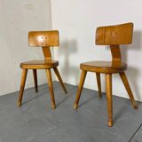 Vintage set of 2 mid century modernist beech Children's Chairs 1950s