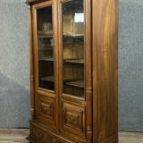 Gothic Renaissance library in solid walnut with columns around 1850
