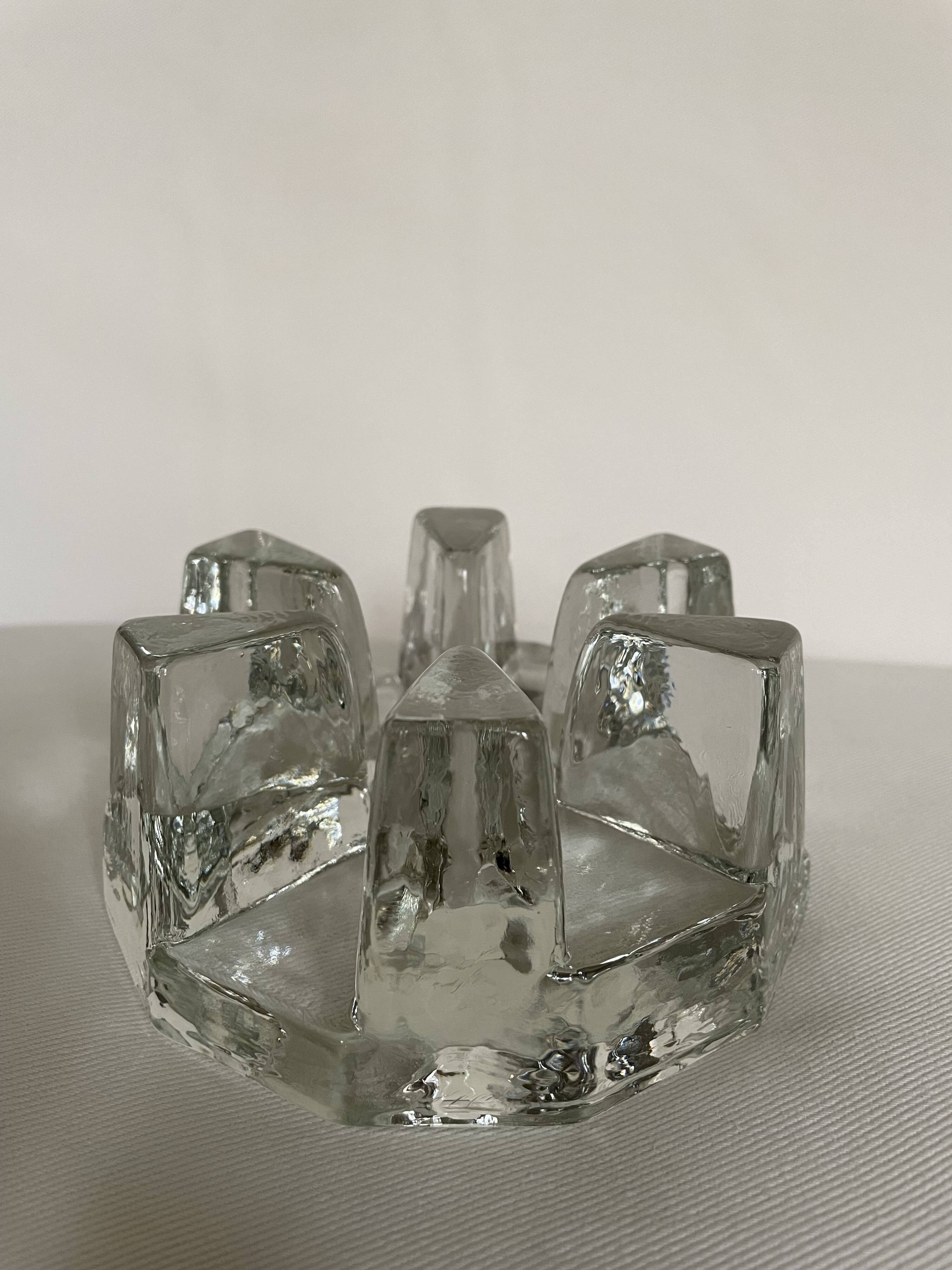 Bougeoir en verre lourd, chauffe-assiette