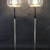 1970s Pair of Glass Brass Floor Lamps by Kamenicky Senov , Czechoslovakia