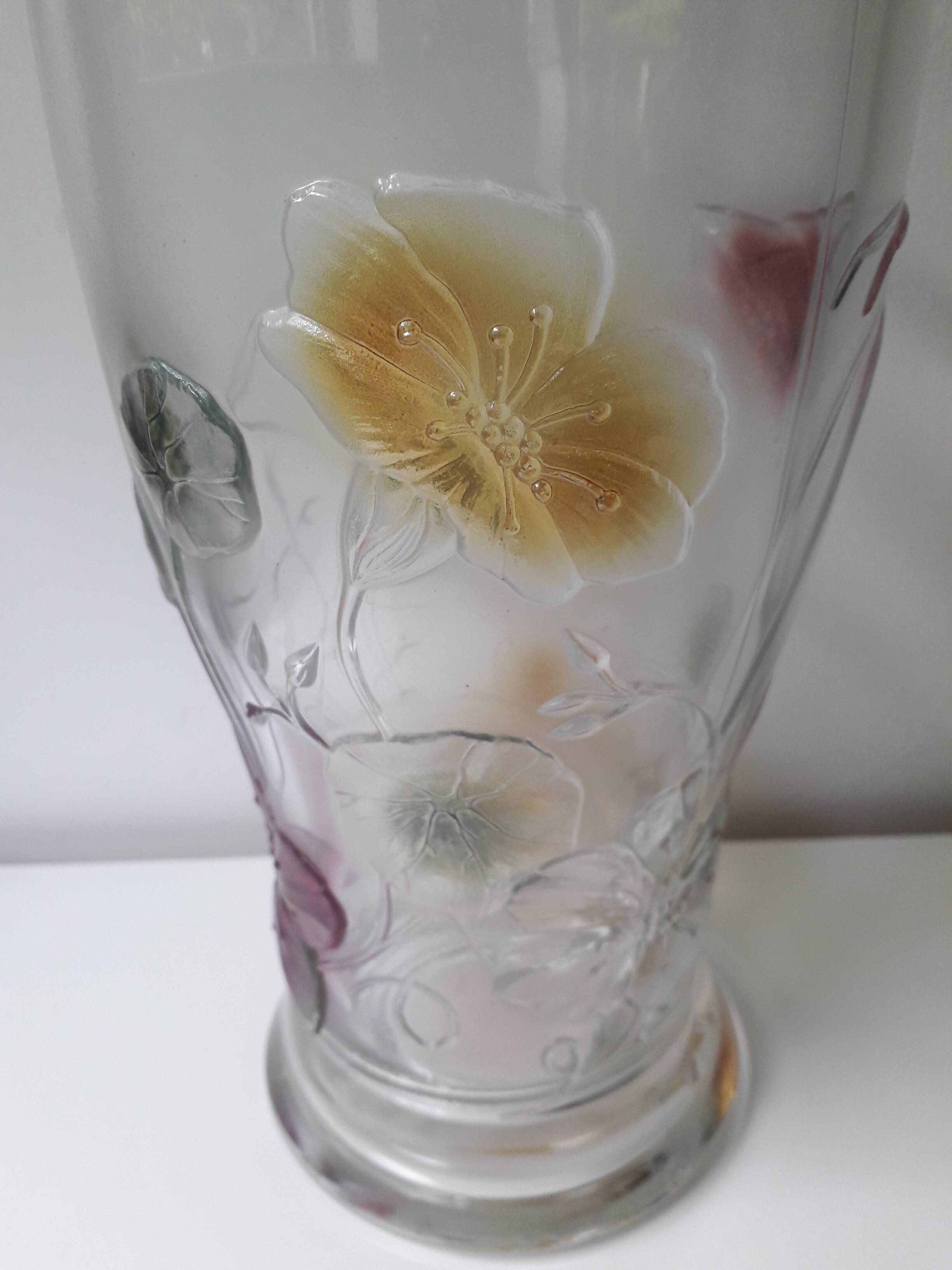 Vintage Luminarc decorated nasturtium vase (25cm) A1