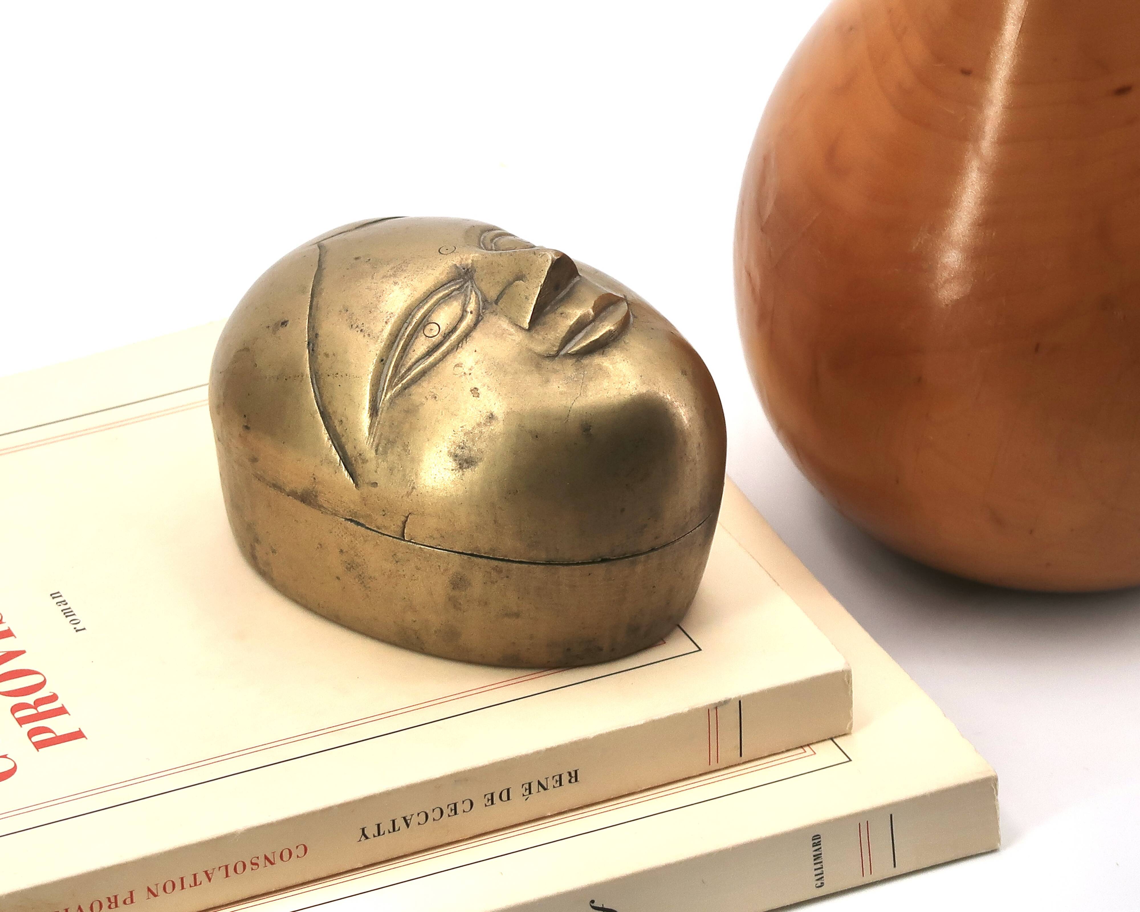 Brass catchall, face of an Indian woman, 1970s.