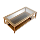 Coffee table in gold plated and smoked glass Belgo Chrom 70s / 80s