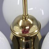 Art Deco brass chandelier with opaline glass, Czechoslovakia, 1930s