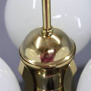 Art Deco brass chandelier with opaline glass, Czechoslovakia, 1930s