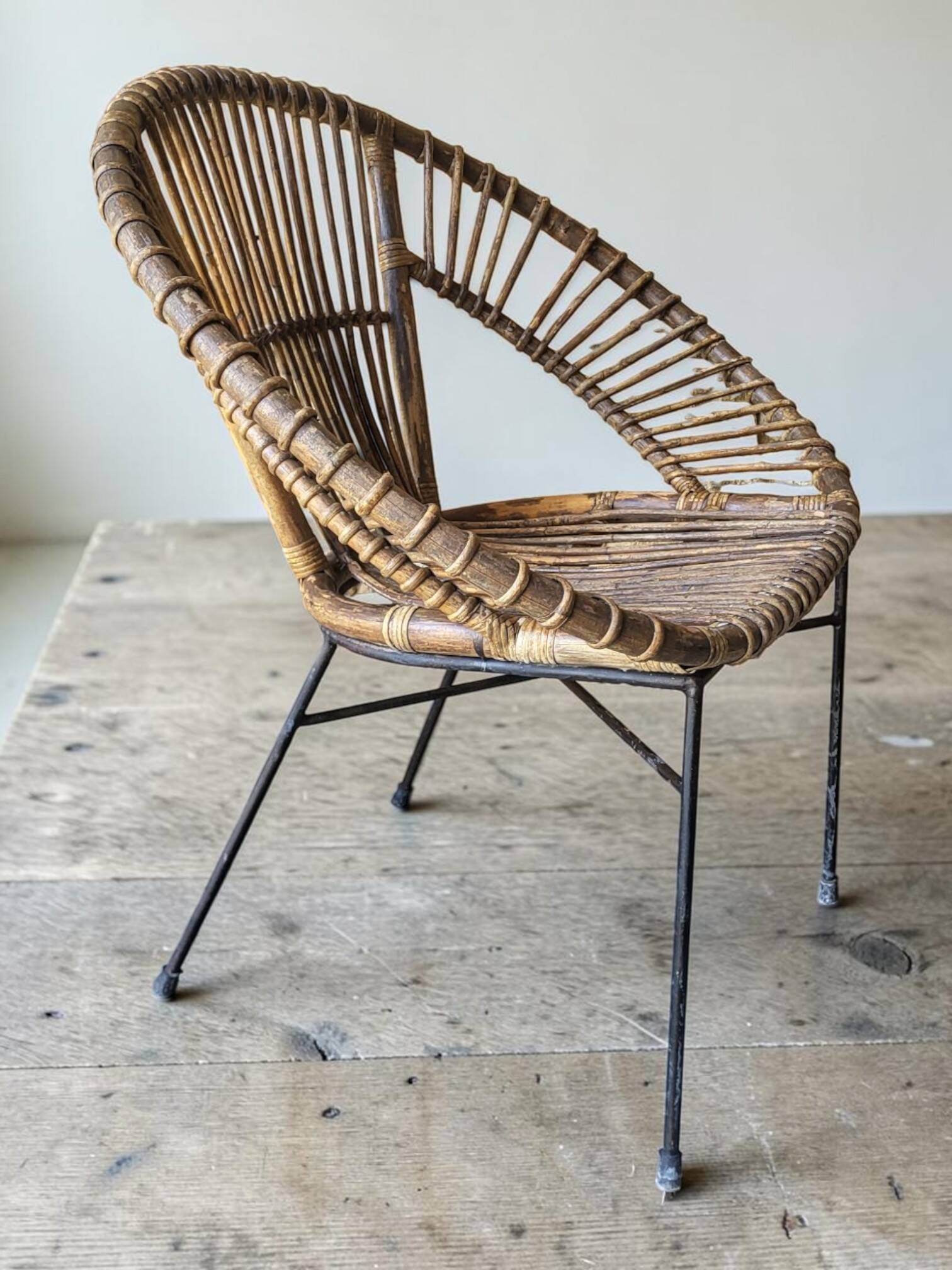 Paire de fauteuils en rotin, années 60