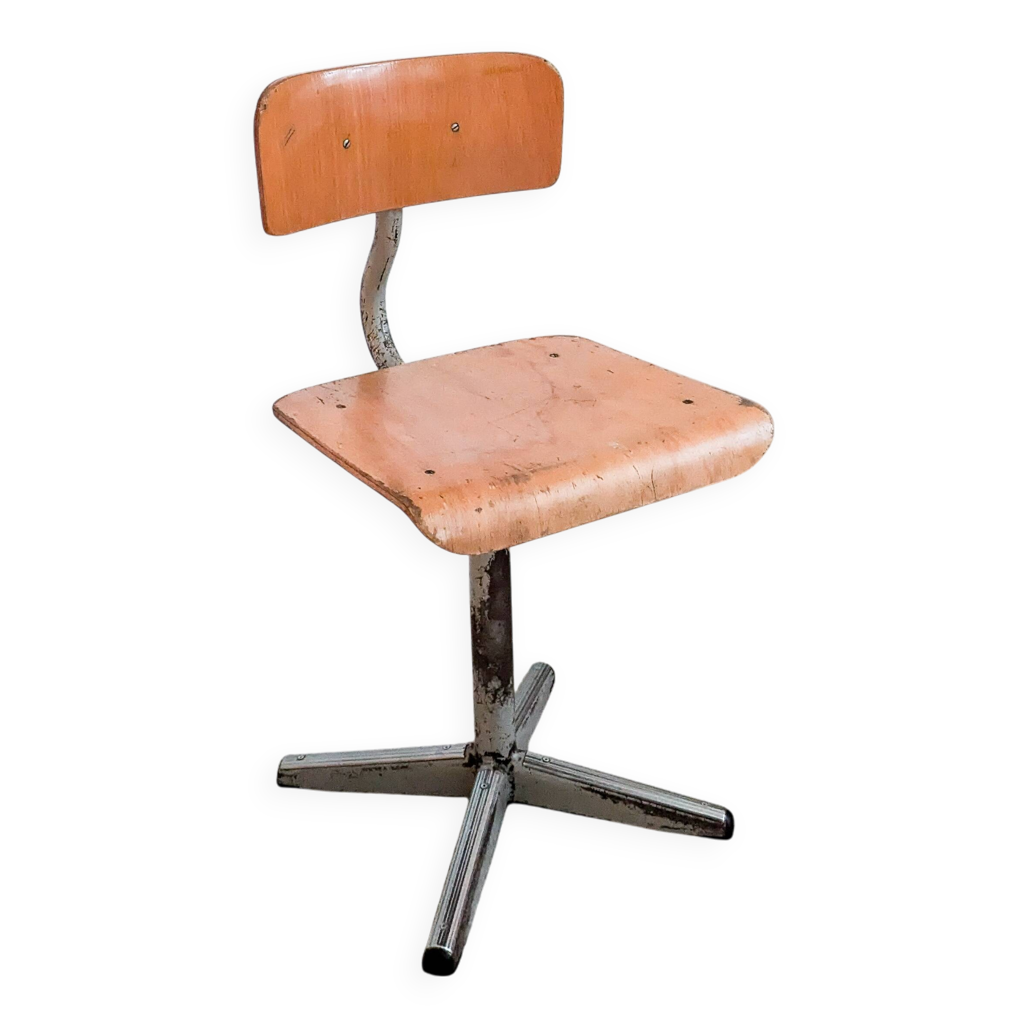Mid Century Chaise d'école Chaise d'enfant Bois Métal Vintage Rétro Chambre d'enfant Pied Skandi Sca