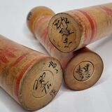 Set of three Kokeshi family dolls, vintage, 32 cm