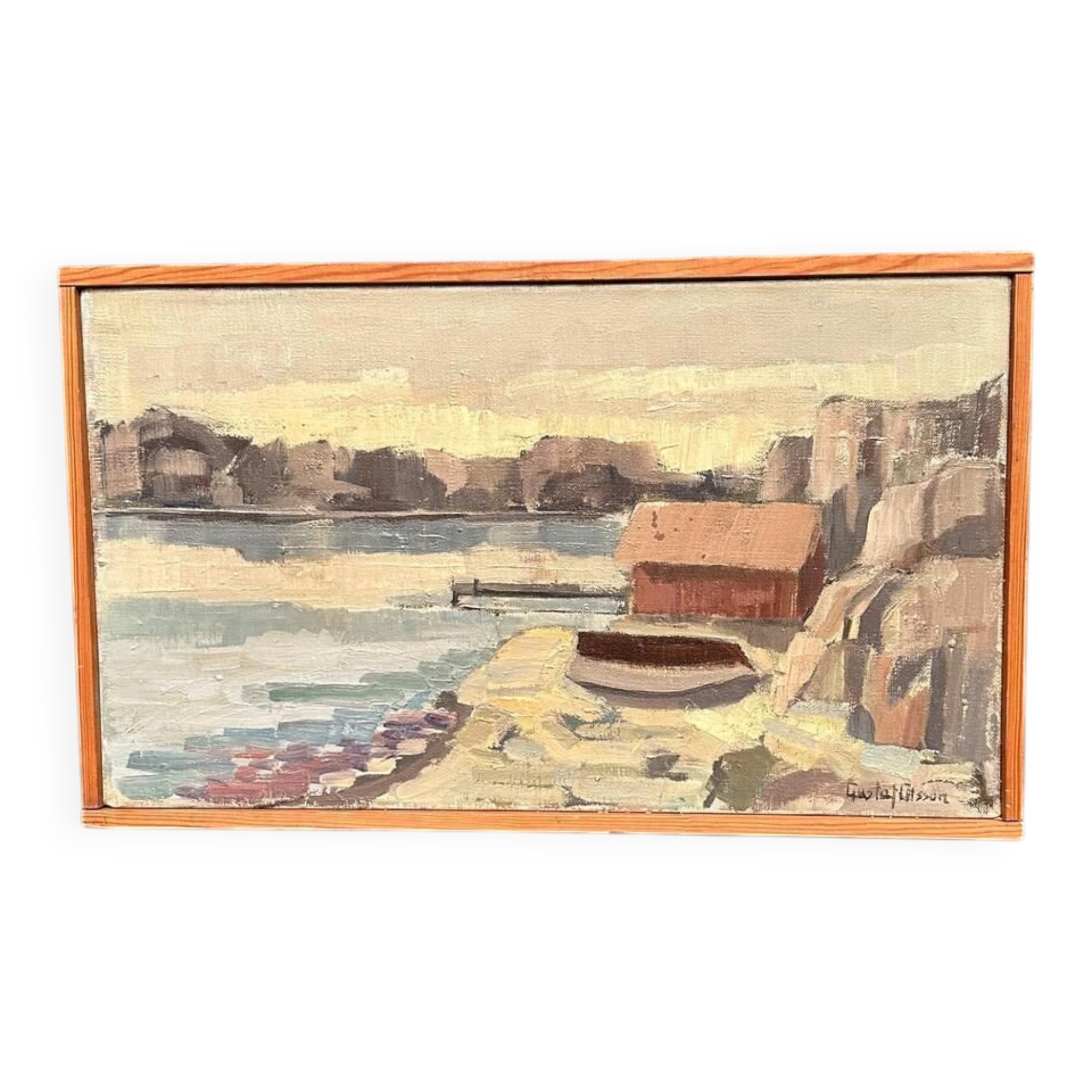 Original Swedish Oil On Canvas – “Seascape” By Gustaf Olsson – Signed – Vintage & Framed – 50 × 30 Cm (19.7" × 11.8")