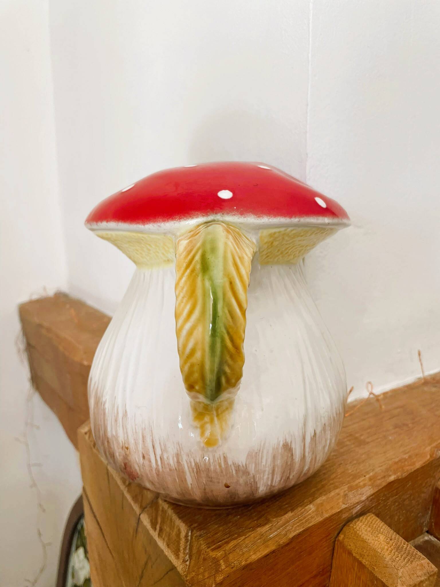 Vintage mushroom barbotine carafe