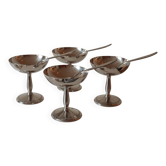 Set of 4 vintage Italian stainless steel bowls + small spoons