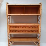 Bibliotheque étagère rotin vintage