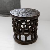 Vintage Bamileke stool from the 1950s - hand-carved table from Cameroon - African art - handmade, bohemian furniture, gift idea