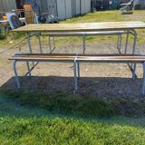 Industrial or Community Table with Benches