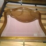 half in varnished chestnut, bevelled glass 92x92cm