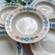 5 soup plates in speckled beige stoneware with floral pattern Tulowice Poland 1970