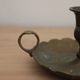 Antique hand candlestick in patinated brass – Vintage cellar rat