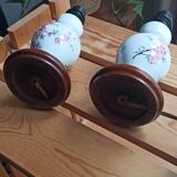 Pair of floral pattern bedside lamps