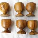 6 wooden egg cups