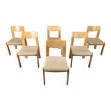 Lot de 6 chaises de salle à manger brutalistes en chêne - années 1970