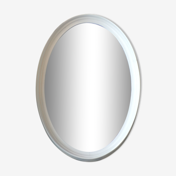 Miroir ovale cadre bois blanc - 82x53cm