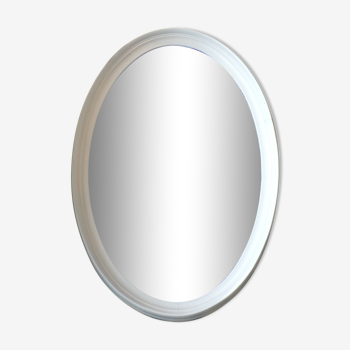 Oval mirror frame white wood - 82x53cm