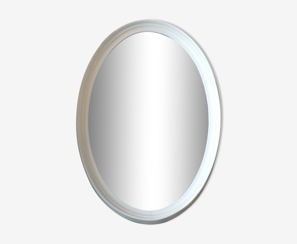 Oval Mirror Frame White Wood 82x53cm, Large Oval Mirror Frame