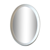 Miroir ovale cadre bois blanc - 82x53cm