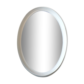 Miroir ovale cadre bois blanc - 82x53cm