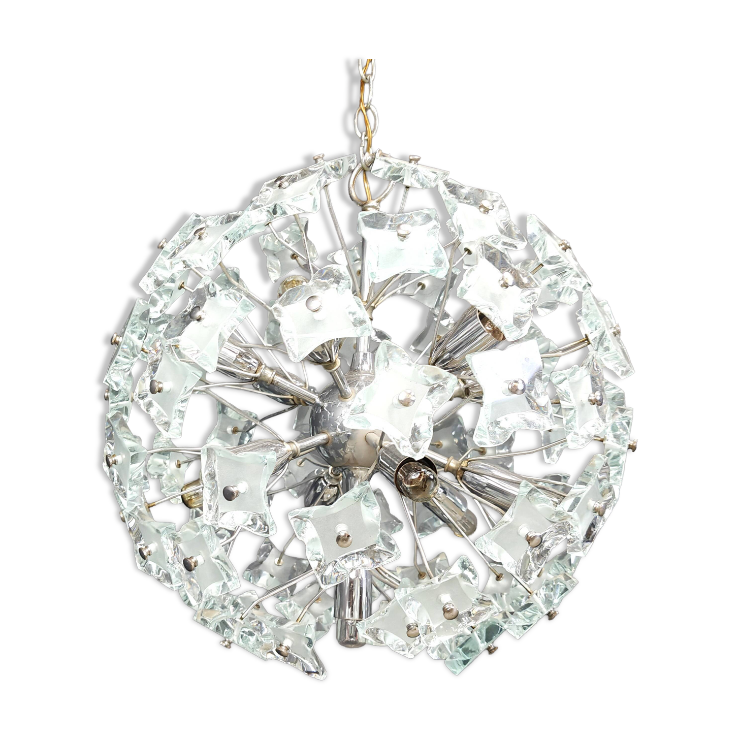 Mid-century glass sputnik chandelier, 1970s