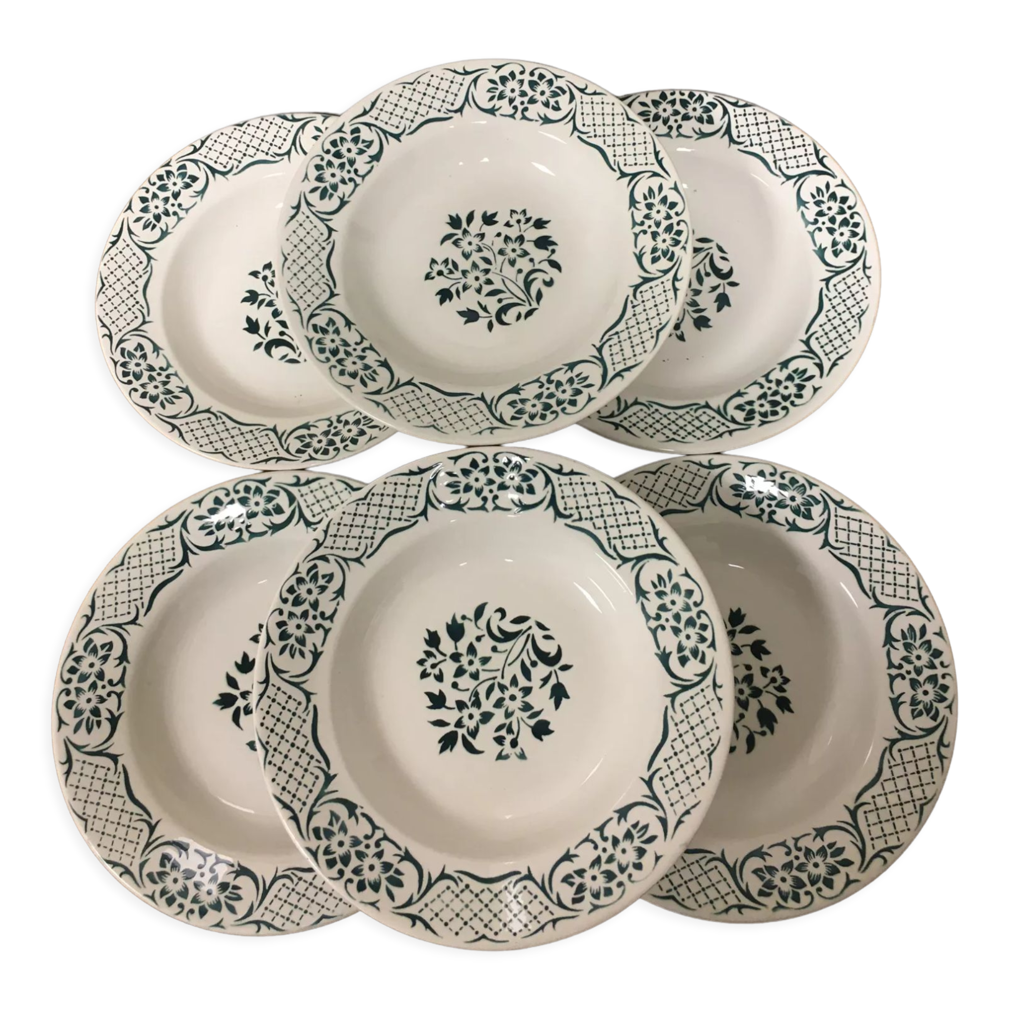 6 hollow plates Digoin Sarreguemines Model "Versailles"