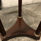 Side table tripod Empire style in solid mahogany and grey marble tray