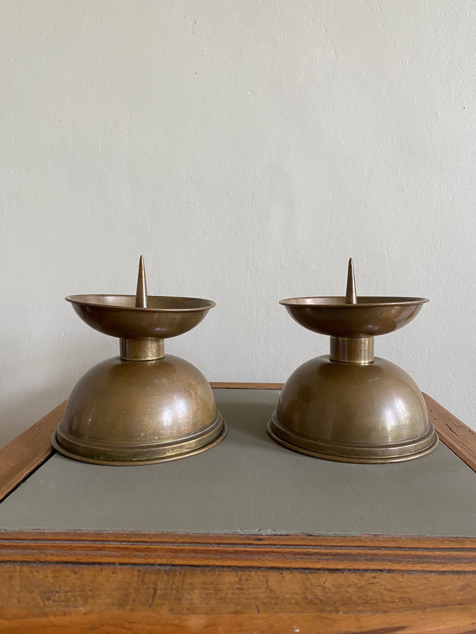 Pair of brass church candlesticks