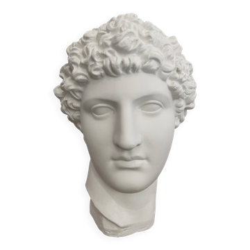 Tête grecque en plâtre blanc