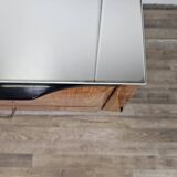 Mahogany burl chest of drawers with mirrored top