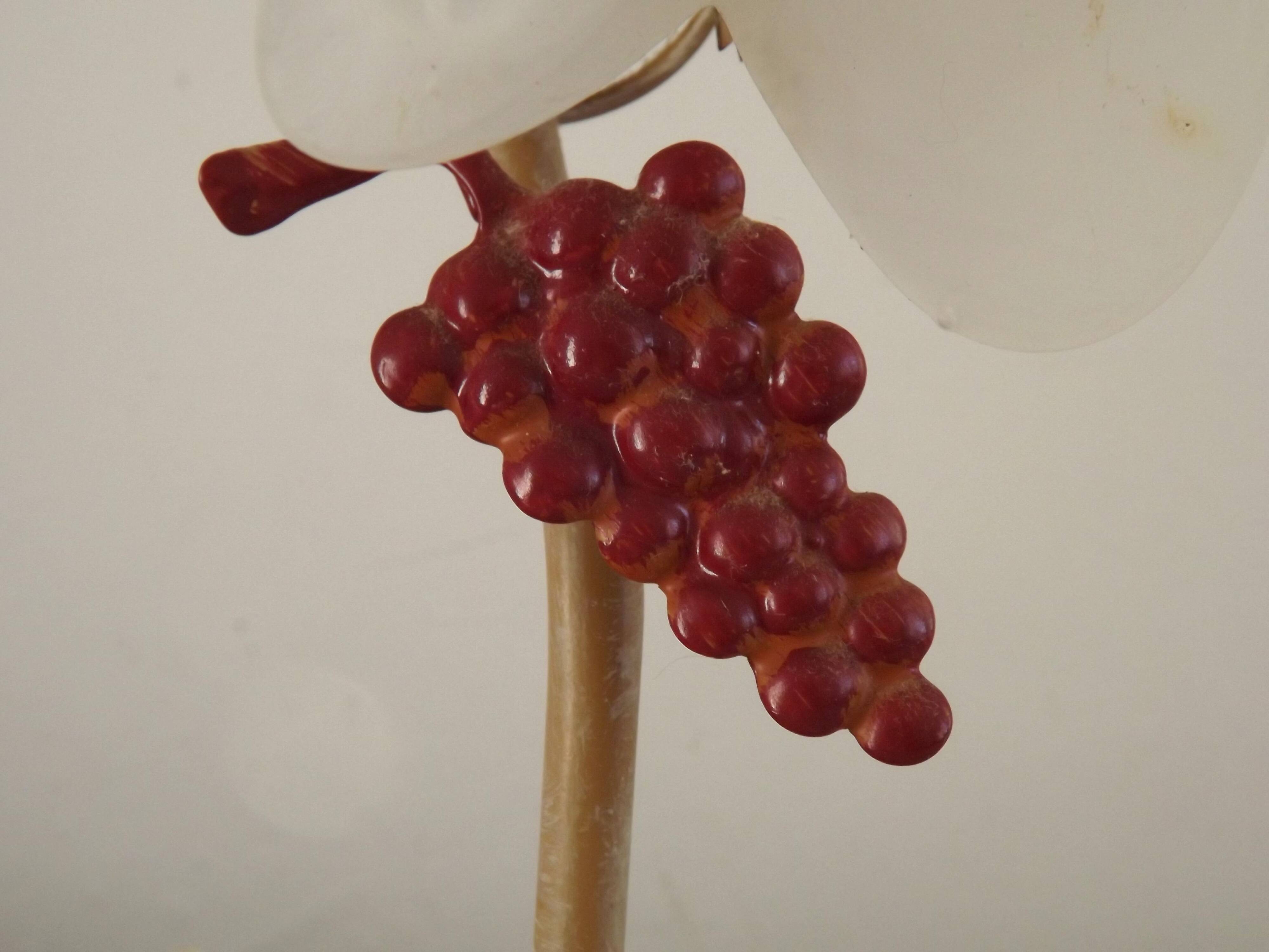 Vintage French Goose Neck Lamp - Grape Detail - Opaque Glass Shade