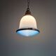 Suspension Bauhaus en opaline blanche et verre satiné bleu, années 1920