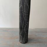 Black stoneware vase with white lines