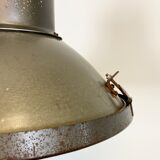 Industrial aluminium factory lamp with glass cover, 1960s